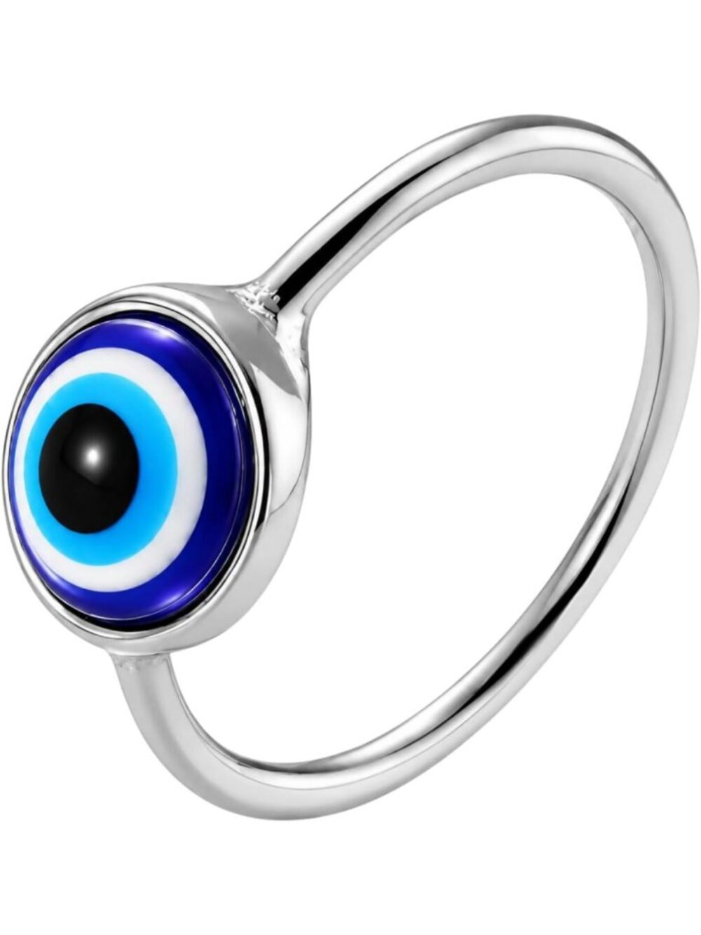 Minimalist Evil Eye Ring for Women, Stainless Steel Band, Blue Eye Protection